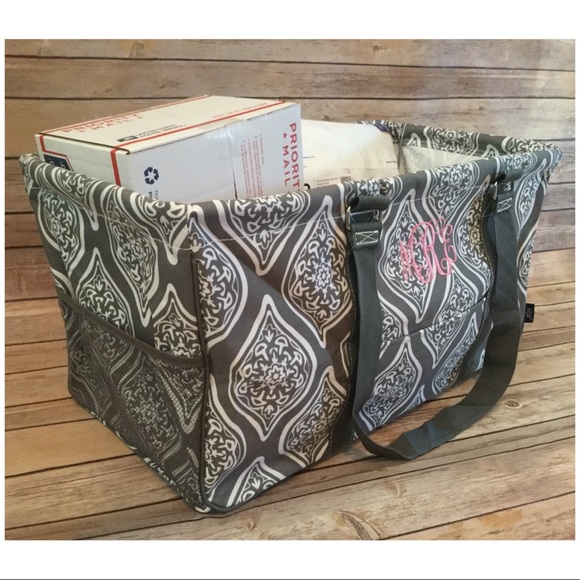 Large Utility Front Pocket Tote Bag Mail Gray - Picture 2 of 8